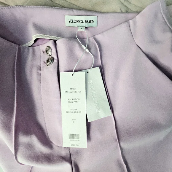 NWT. VERONICA BEARD Kean Cropped Pant In Barely Orchid - Picture 9 of 14